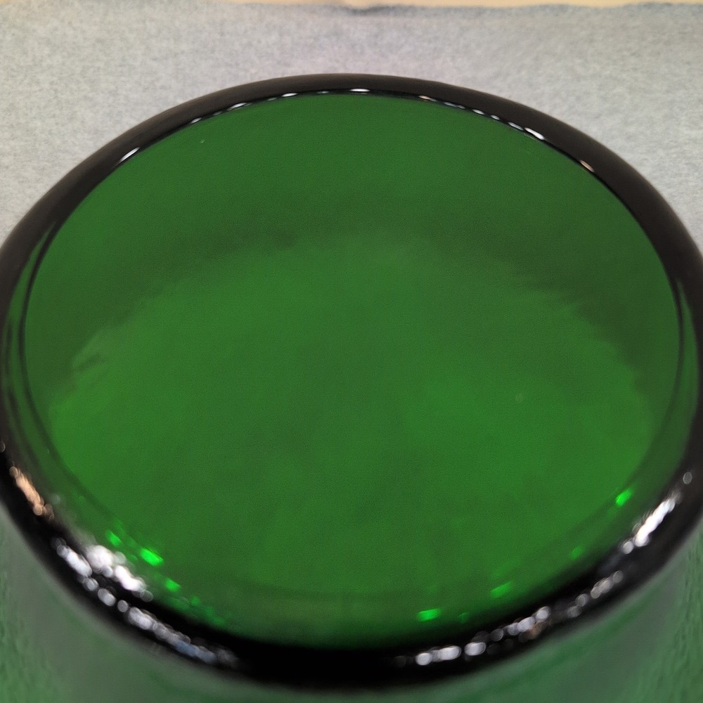Vintage Emerald Green Crinkle Glass Scalloped Rim Decorative Bowl Centerpiece - Picture 7 of 7